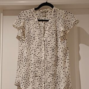 H&M Ivory and Black Floral Blouse